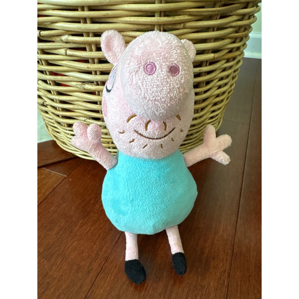 Peppa Pig Daddy Pig Plush Stuffed Animal Toy Turquoise Outfit 8 Inch